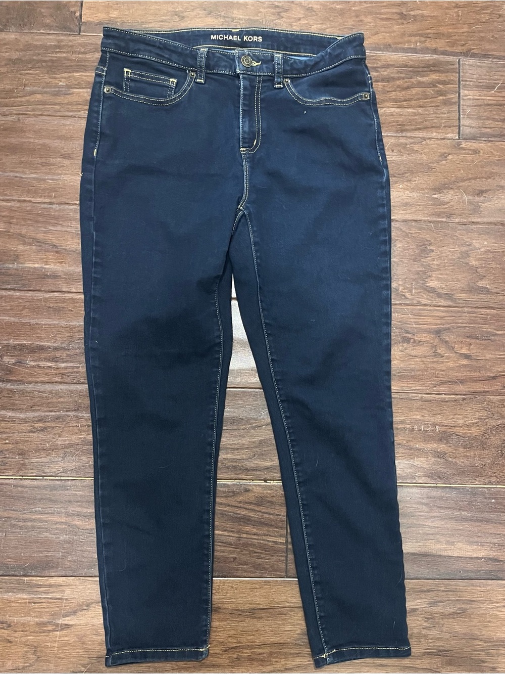 Michael Kors Navy Skinny Jeans with Contrast Stitching